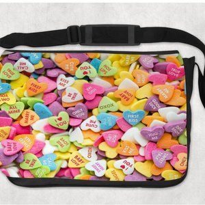 Women's Candy Conversation Hearts Valentine Design Shoulder Travel Messenger Bag